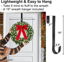 24" Prelit Christmas Wreath with Lights - 50 LED with Timer, 8 Lighting Modes, Waterproof Battery Operated Lighted Door Wreath - Including Wreath Hanger and Red Bow for Christmas Outdoor Decorations — 8