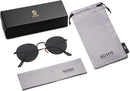 SOJOS Small Round Polarized Sunglasses for Women Men Classic Vintage Shades | Matt Black/Grey — 6