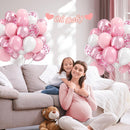 12inch Light Pink and White Balloons with Pearl Baby Pink Confetti Balloons — 6