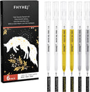 Fhyhej 6 Pack Gold Silver White Gel Pens, 1mm Fine Point for Black Paper | Multicolor | 1.0 mm — 1