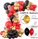 132Pcs Casino Theme Party Decorations, Dice Boxes Large Poker Cards Black Red Gold Balloon Garland Star Foil Balloons for Vegas Themed Party and Casino Night Birthday Celebrations — 4