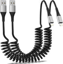 Coiled USB to Lightning Cable 3FT for Car, 2Pack iPhone Charging Cord 1