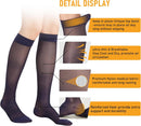 BSERA 2 Pairs Sheer Compression Socks for Women 15-20 mmHg Knee High | Navy | Large — 4