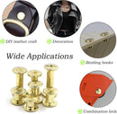 90 Sets M5 Gold Chicago Screws Leather Assorted Kit ，6 Sizes of Screw Rivets for Leather Rivet for DIY Leather Craft and Bookbinding (M5 X 4, 5, 6, 8, 10, 12) | M5*4.5.6.8.10.12mm — 2