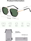 SOJOS Retro Polarized Aviator Sunglasses for Women Men Trendy Square Shades | Gold&green Lens — 6