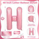 40 Inch Pastel Pink OH BABY Balloon for Baby Shower, Large Light Pink OH BABY Balloon Letters with Ribbon, Pearl Pink Alphabet Balloons Banner Sign for Girl Birthday Party Backdrop Decorations | Pastel Pink - Oh Baby — 2