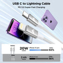 2Pack Short USB C to Lightning Cable 1ft, PD USB C to iPhone Charger Cable MFi Certified, Nylon Braided Short iPhone Charger Cord Fast Charging for iPhone 14 13 12 11 Pro Max XR XS X 8 Plus SE iPad 2
