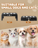 Jovrun Elevated Dog Bowls for Small Dogs and Cats, Non-Slip Cat Bowls with 2 Thick 5.5" Stainless Steel Dishes, Dog Feeder 2 Heights Adjustable to 2.6"-5.3" — 2