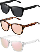 MEETSUN Polarized Sunglasses for Women Men Trendy Retro Square Shades | Black + Pink Mirrored + Pink Mirrored | 54 Millimeters — 1