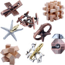 8 Pieces Wooden and Metal Brain Teaser Puzzles Box — 1