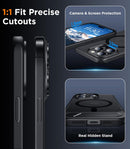 Temdan Magnetic Compatible with iPhone 15 Pro Max Case, [Built-in Invisible Kickstand][Compatible with MagSafe] [Military Grade Shockproof] Slim Translucent Matte Phone Case for iPhone 15 Pro Max 6.7" — 6
