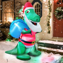 TURNMEON 4 FT Christmas Inflatables Santa Dinosaur with LED Light Stakes Tethers Outdoor Decoration — 3