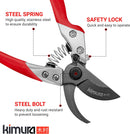 Kimura® 8" Pro Bypass Pruning Shears, Heavy Duty Japanese SK5 Steel Blades, 1 inch Cut Capacity, Non-Slip PVC Coated Handles, Lightweight & Ergonomic, Japanese Pruners, Professional Garden Clippers — 4