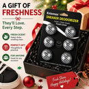 Knixmax Sneaker Deodorizer Shoe Freshener Balls, Odor Eaters for Shoes Boots Mules, Smell Eliminator Ball for Gym Gear Bags and Lockers, Fresh Linen Scent, Pack of 6, Black White — 7