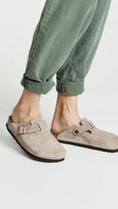 Birkenstock Women's Boston Suede Clogs – Taupe Suede — 2