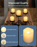 SHYMERY Flameless Votive Candles,Lasts 2X Longer,Battery Operated LED Tea Lights with Warm White Flickering Light,Small Electric Fake Tea Candle Realistic for Wedding,Table,Outdoor,Pack of 12 | warm white, off white — 5