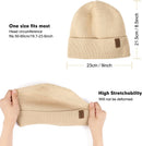 Wmcaps Winter Beanie for Men Women, Soft Warm Fleece Lined Knit Hat - Beige — 3