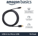 Amazon Basics USB-A to Micro USB Charging Cable, 480Mbps Data Transfer, Gold-Plated Plugs, Compatible with Android Phones and Tablets, 10 Foot, Black 2