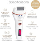 Essy Electric Foot File Rechargeable with 5 Replacement Rollers (White) — 2