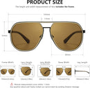 SUNGAIT Polygon Aviator Sunglasses for Men Polarized Trendy Square Sun Glasses Retro Pilot Shades UV Protection | Black/Gray & Amber/Brown — 4