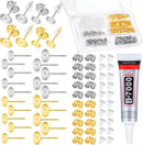 Anezus Jewelry Glue with 600pcs Stainless Steel Earring Posts and Backs - Silver and Gold Posts with Rubber Backs… — 1