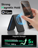 for MagSafe Wallet with Stand, 5 Card Holder, Slim Leather Magnetic Wallet for iPhone 18/17/16/15/14/13/12 Pro Max Plus Air Series, 3 Card Slots & 1 Cash Slot,Black photo 2