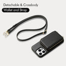 ZVE for iPhone 16 Pro Wallet Case with Card Holder, Zipper Crossbody Case with Wrist Strap for Women for iPhone 16 Pro 6.3" Black — 5