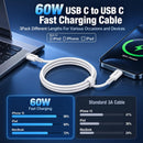 LOFPYE 3-Pack 60W USB C to USB C Cable 3.3FT+6.6FT+10FT for iPhone 18/17/16 4