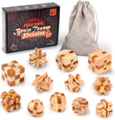 VolksRose 12pcs Wooden Brain Teaser Puzzles, IQ Challenge Puzzle Games, Logic Smart Mind Puzzle Box Lock Toy Removing Assembling 3D Small Puzzle Gift Set for Adults Teenagers Kids, 1.8inch 4.5cm — 1