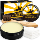 Fiebing's Yellow Saddle Soap for Leather (2 Pack, 3.5 oz Each) - Leather Cleaner & Conditioner to Soften, Protect & Restore Leathercraft - Leather Soap for Car Seat, Couch, Shoe, Purse, Boot, Bag — 6