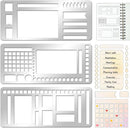 3 Pcs Record Template Metal Planner Stencils for Journaling 5.2X2.3 Inch Flexible Journal Template Stainless Steel Calendar Stencil for Weekly Spread Checklist Drawing DIY Crafts Supplies — 1