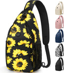 Pritent Crossbody Bags for Women Men Trendy Sling Bag Backpack Casual Chest Bag with Convertible Shoulder Strap | Large | Sunflower — 1