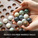 Deluxe Solitaire Game Set: 12.6'' Solid Wooden Board, 32 Natural Marble Balls, Single-Player Strategy and Smart Games — 5