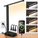 LED Desk Lamp with Power Strip, 3 AC Outlets, 4 USB Ports, Stepless Dimming — 1
