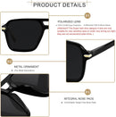 Retro Square Aviator Polarized Sunglasses Womens Mens Vintage Pilot Shades | Super Dark Black | Polarized Category 4 Lens — 4