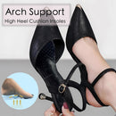 2 Pairs 3/4 Gel High Heel Insoles and 2 Pairs Heel Grips, Self-Adhesive Arch Support. Relieves Foot Pain, Fits Pumps, Sandals, Dress Shoes, Flats, Sneakers (Black, Women's 5-9) - Black | Women's 5-9 — 2