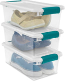 Sterilite 6 Quart Latching Box, Small Clear Plastic Storage, White, 12 Pack — 8