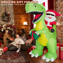 8FT Christmas Inflatables Santa Claus Riding Dinosaur Decorations Outdoor — 7