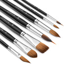 Watercolor Brush Set, Fuumuui 7pcs Professional Sable Paint Brushes with Extended Needle, Round Point, Flat, Dagger, Cat's Tongue for Watercolor, Acrylic, Gouache – Detail & Wash Painting | Black7 — 8