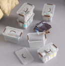 WYT 6-Pack Clear 7 Quart Storage Latch Box/Bins, Plastic Stackable Latching Box with Brown Handle and Lid, Multi-Purpose, 7 Litre — 6