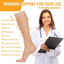 BSERA 2 Pairs Sheer Compression Socks for Women 15-20 mmHg Knee High | Beige | Medium — 6