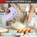 Lord Eagle Hand Mixer Electric Handheld 400W, 5-Speed Lightweight, Purple