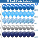 Blue Silver Balloons for Boys, 60PCS Thick Retirement Birthday Balloon Men | Navy Blue Silver — 2