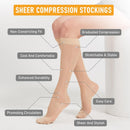 BSERA 2 Pairs Sheer Compression Socks for Women 15-20 mmHg Knee High | Beige | Medium — 3