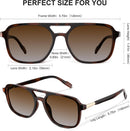 Retro Aviator Sunglasses for Women Men:Polarized Trendy Rectangle Womens Mens Shades Sun Glasses | Leopard Brown+black Gray Fade — 5