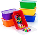 GAMENOTE 6 Quart Stackable Plastic Storage Bins with Lids, 6 Pack, Colorful — 1