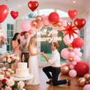 KARLURE Pink Red Rose Gold Balloon Arch Kit Garland with Red Heart Balloons | Red Pink Rose Gold — 5