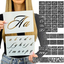 Boutique Calligraphy Stencil Template Kit | 45 Reusable Pieces | Lettering Upper, Lowercase, Large & Small | Numbers, Punctuation, Laurels and Flowers - for Arts Crafts Painting Wood (Signature Kit) | Signature Stencils — 1