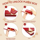 Zhanmai 2 Pack Wooden Secret Puzzle Box,Rectangle,Red — 3
