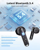 XIAOWTEK Wireless Earbuds, 2026 Bluetooth 5.4 Headphones Bass Stereo Ear Buds with Noise Cancelling Mic, LED Display in Ear Earphones 50H Playtime Ear Buds, IP7 Waterproof for Laptop Pad Phones Black photo 3